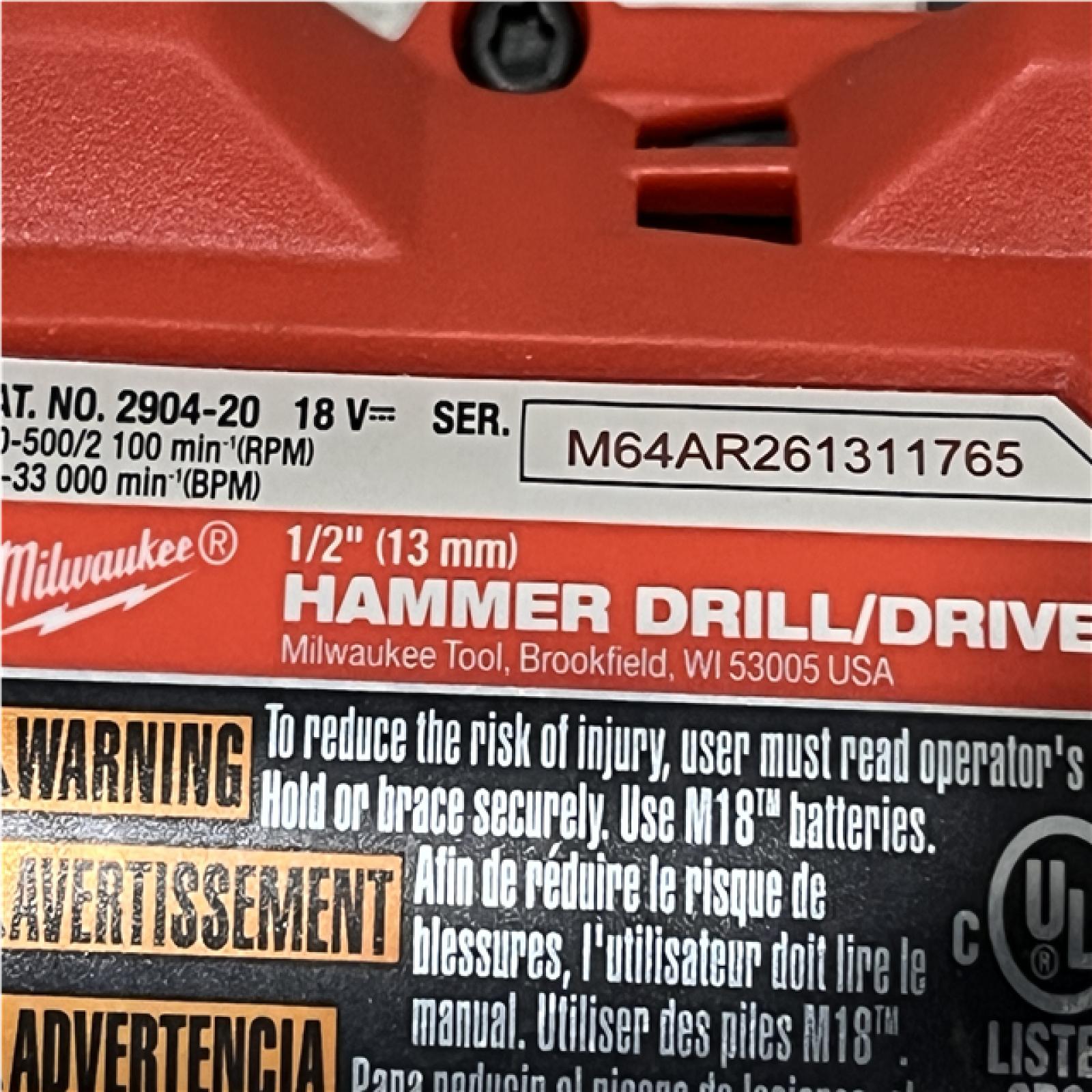 AS-IS Milwaukee FUEL 18V Lithium-Ion Brushless Cordless 1/2 in. Hammer Drill/Driver (Tool-Only)