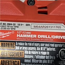 AS-IS Milwaukee FUEL 18V Lithium-Ion Brushless Cordless 1/2 in. Hammer Drill/Driver (Tool-Only)