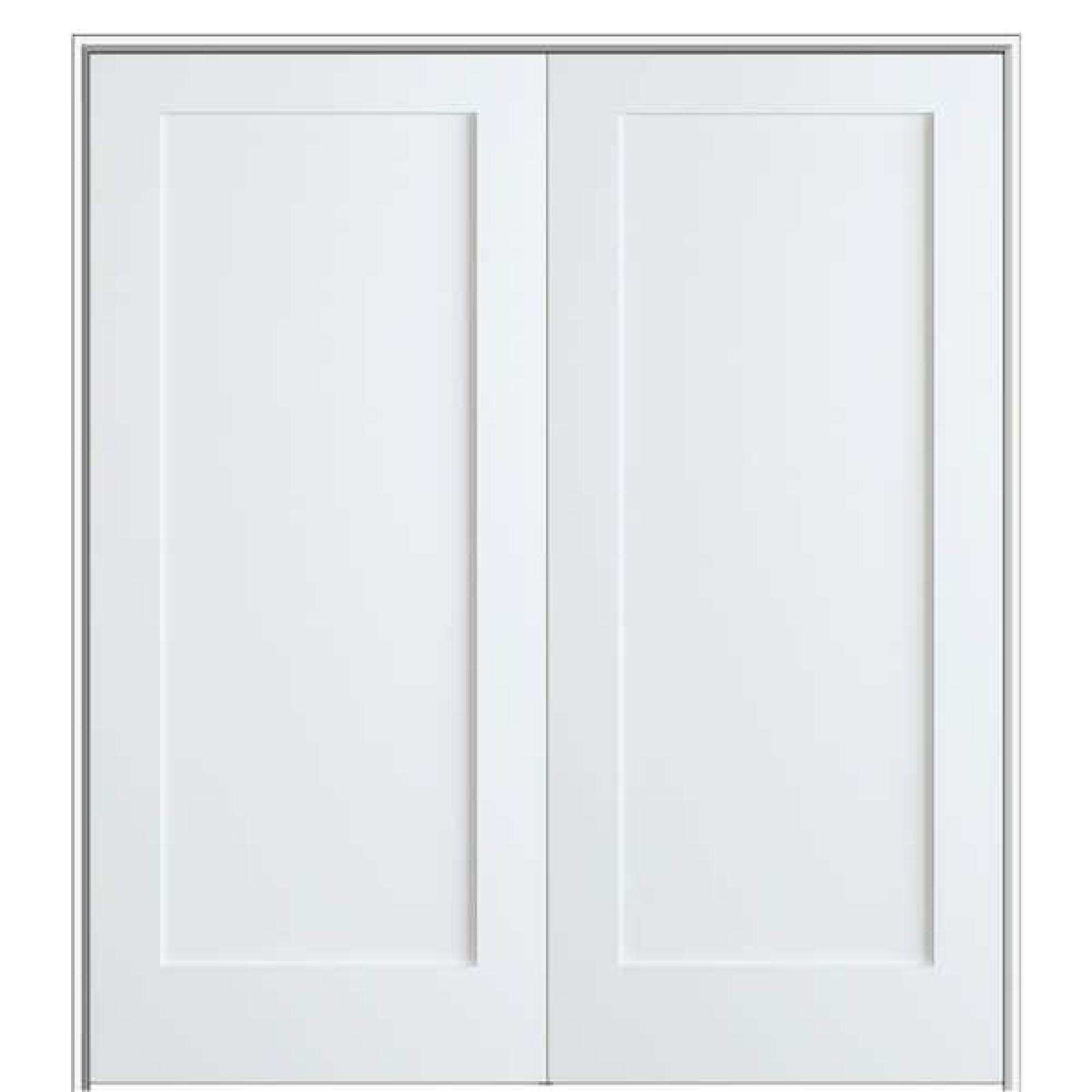 Phoenix NEW MMI DOOR Shaker Flat Panel 36 in. x 80 in. Both Active Solid Core Primed Composite Double Prehung French Door w/ 4-9/16 in. Jamb