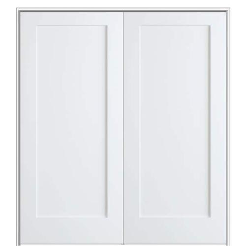 Phoenix NEW MMI DOOR Shaker Flat Panel 36 in. x 80 in. Both Active Solid Core Primed Composite Double Prehung French Door w/ 4-9/16 in. Jamb
