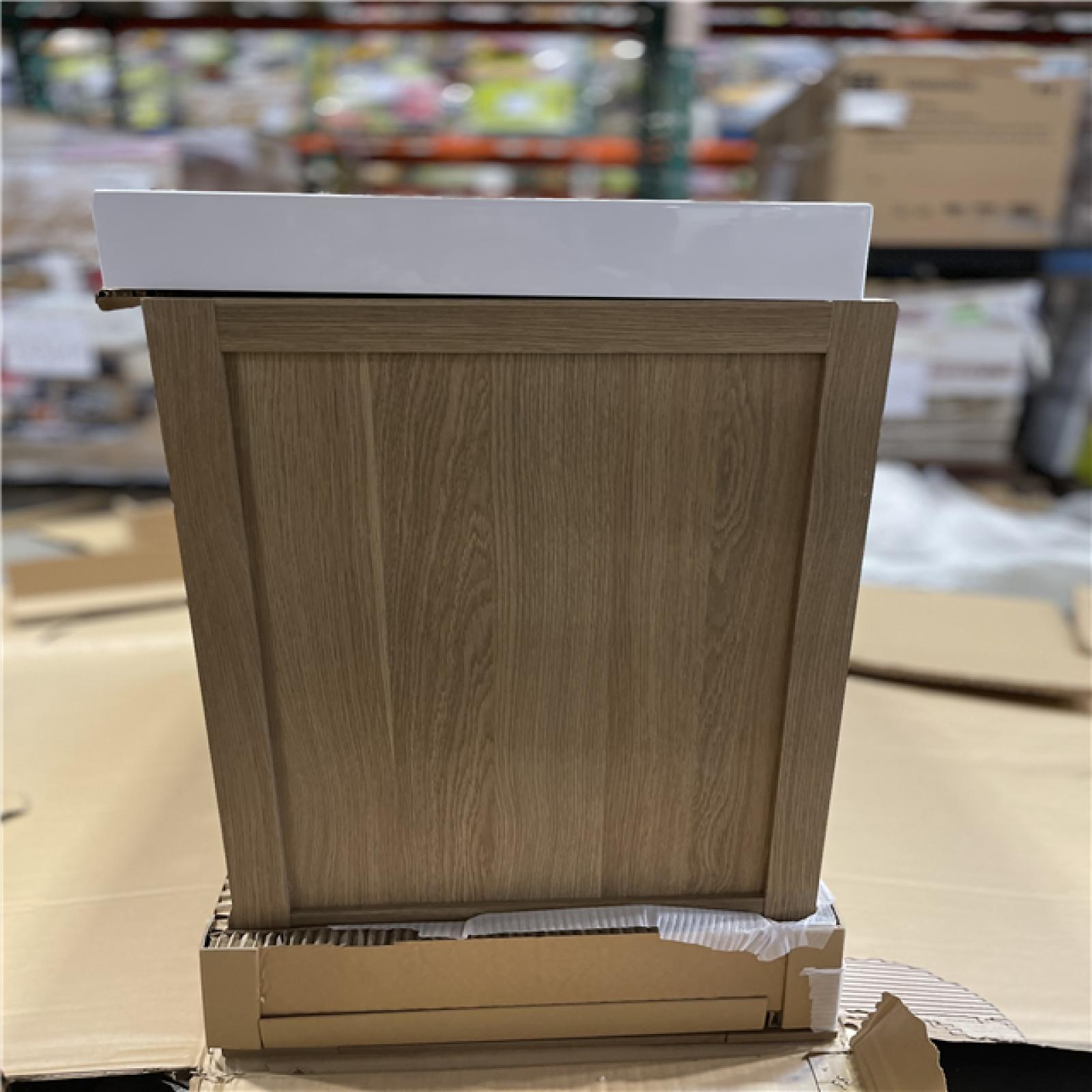 DALASL LOCATION- Glacier Bay Cargrove 48 in. Single Sink Oak Bath Vanity with White Resin Composite Top