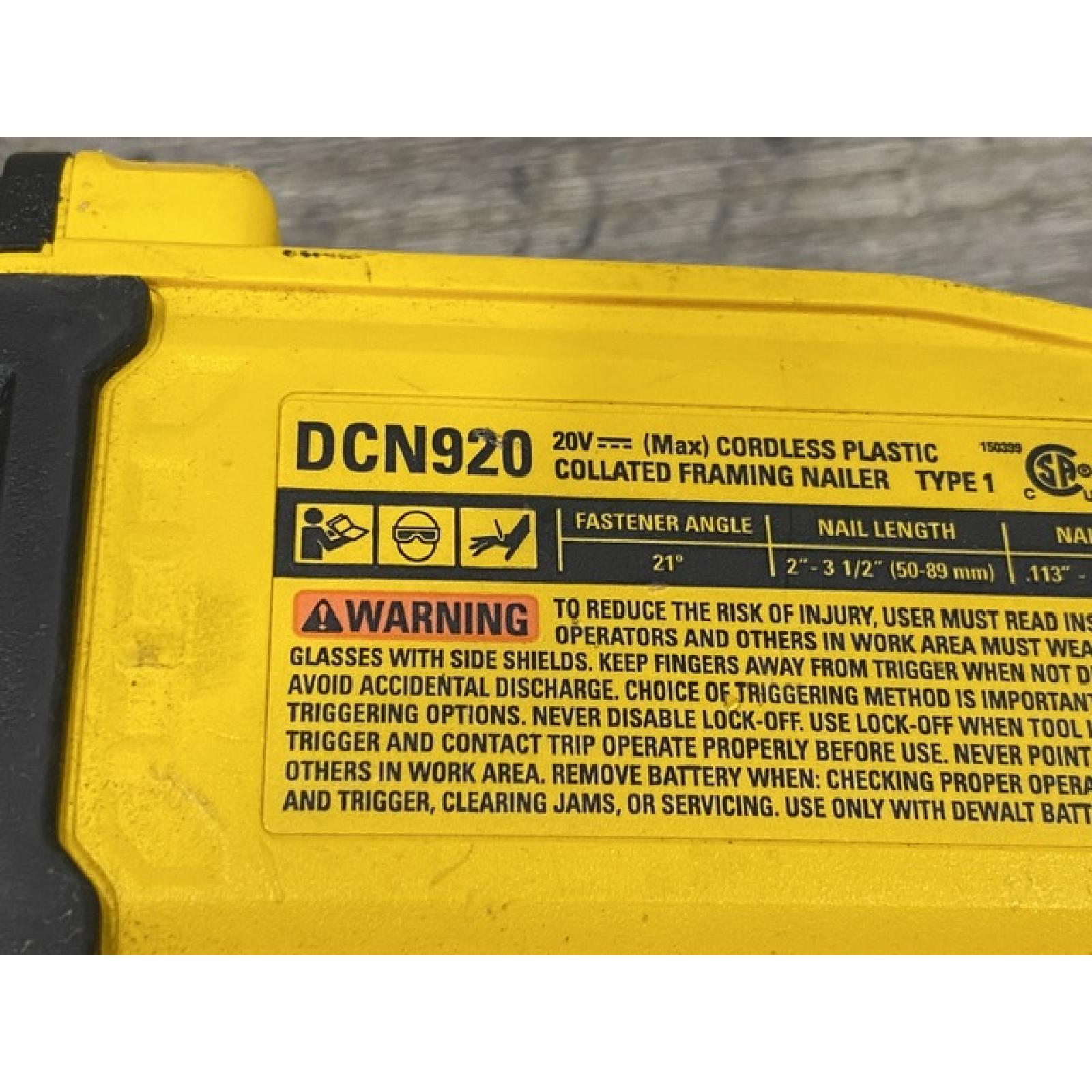 AS-IS DEWALT 20-Volt 21° Cordless Framing Nailer (Tool-Only)