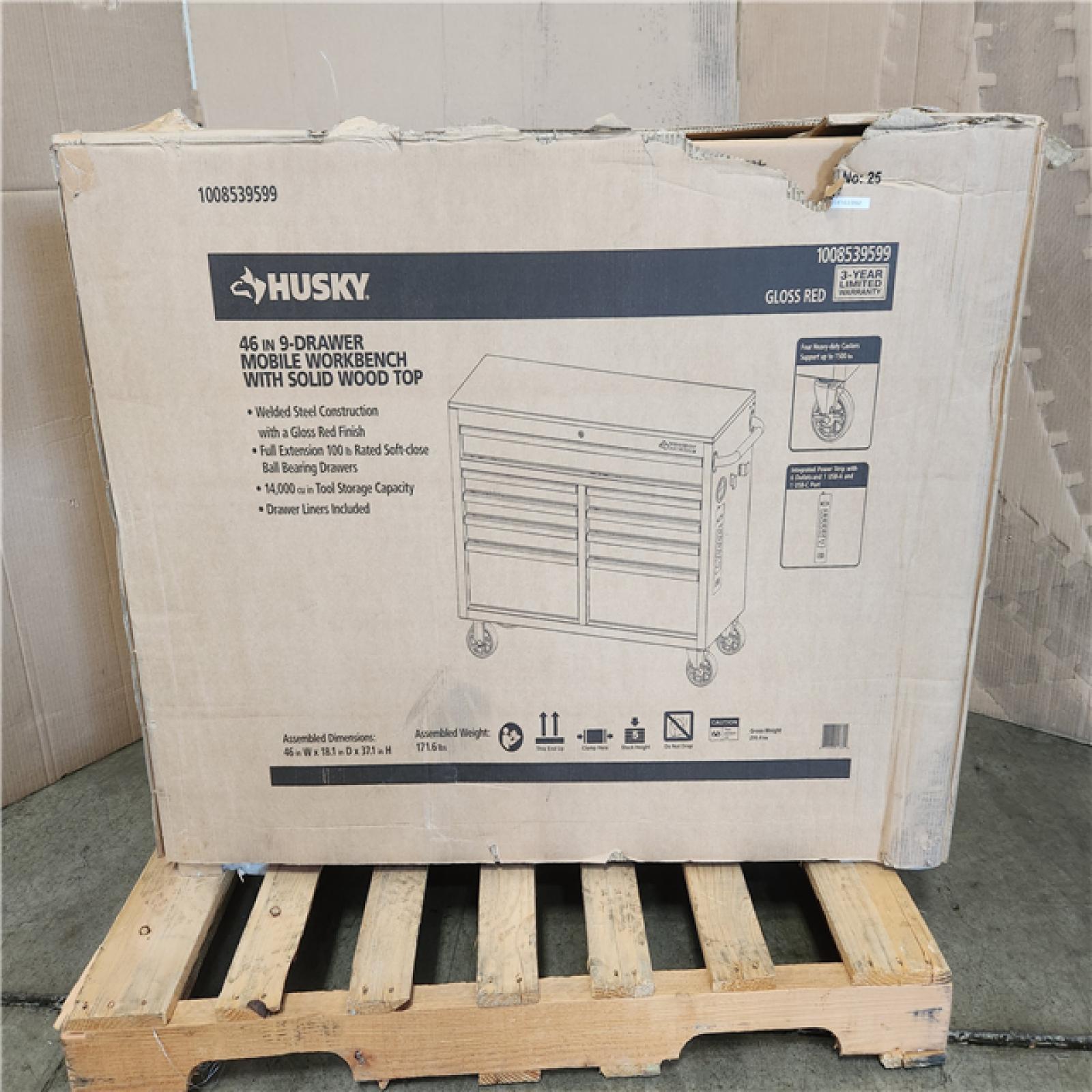 Phoenix NEW Husky Tool Storage 46 in. W x 18 in. D 9-Drawer Gloss Red Mobile Workbench Cabinet