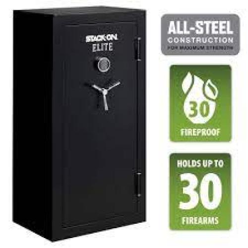 Phoenix Location Appears NEW Stack-On Elite 30-Gun Fireproof Safe with Electronic Lock Gun Safe, Black(No Keys - Missing Handles)