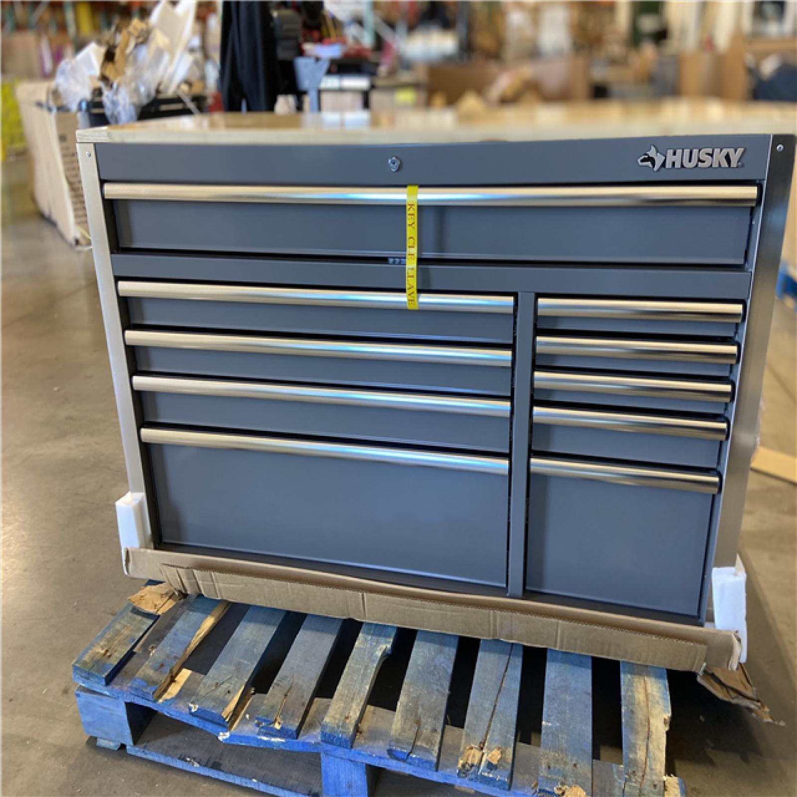 DALLAS LOCATION - Husky Tool Storage 52 in. W x 25 in. D Standard Duty Gloss Gray Mobile Workbench Tool Chest