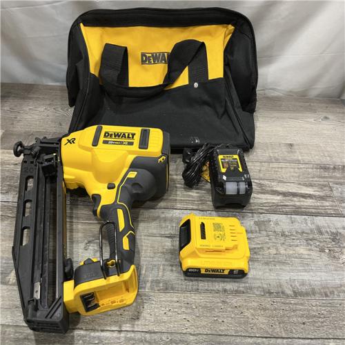 AS-IS DEWALT 20V MAX XR 16-Gauge Electric Cordless Angled Finishing Nailer Kit