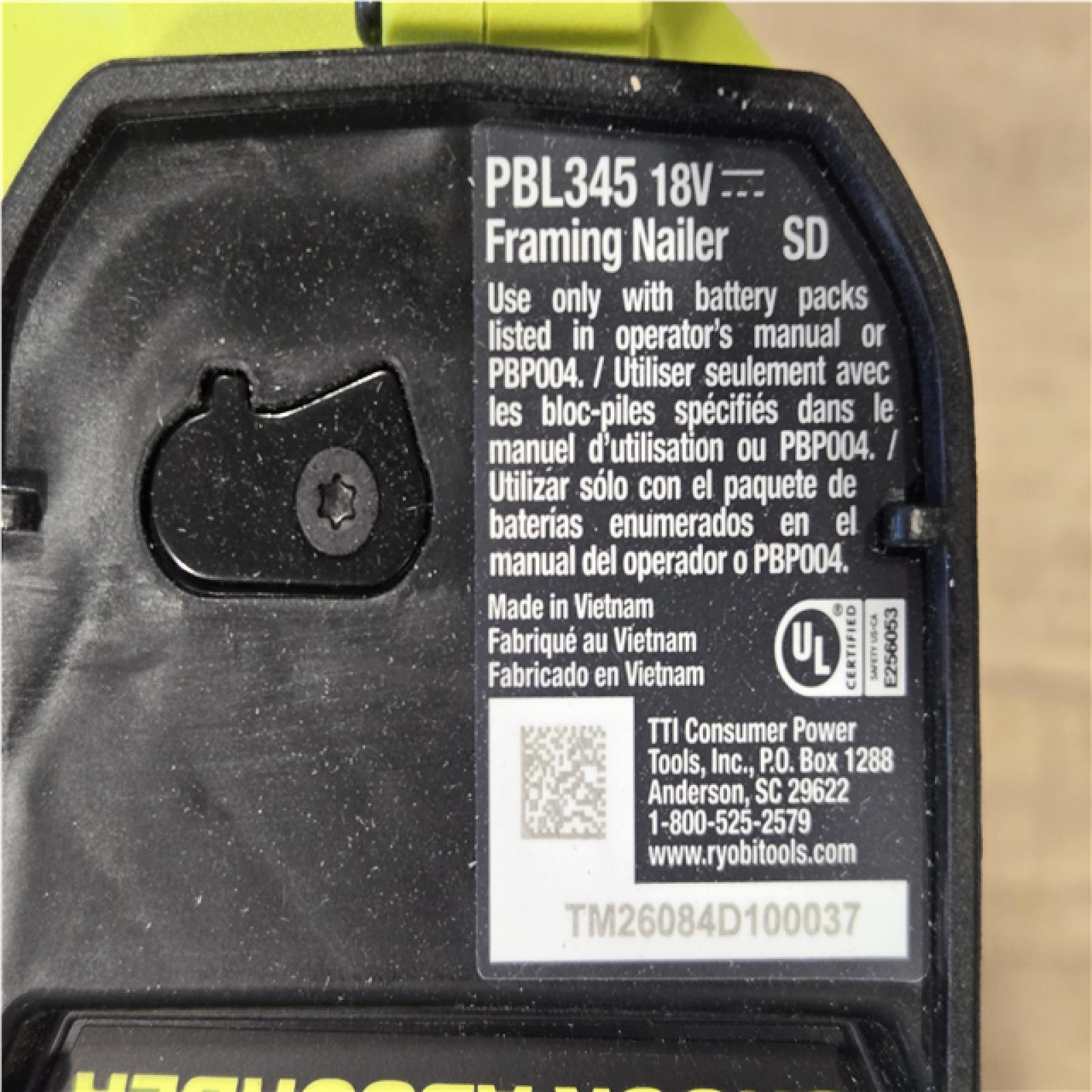 AS-IS RYOBI ONE+ HP 18V Brushless Cordless AirStrike 21° Framing Nailer (Tool Only)