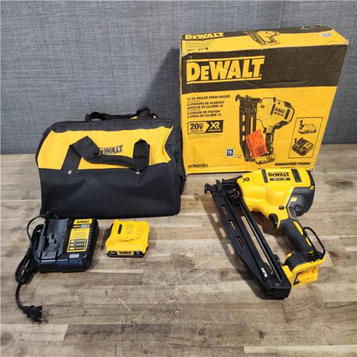 HOUSTON LOCATION - AS-IS DeWalt 20V 16 Gauge Cordless Angled Finish Nailer Kit W/ 2Ah Battery