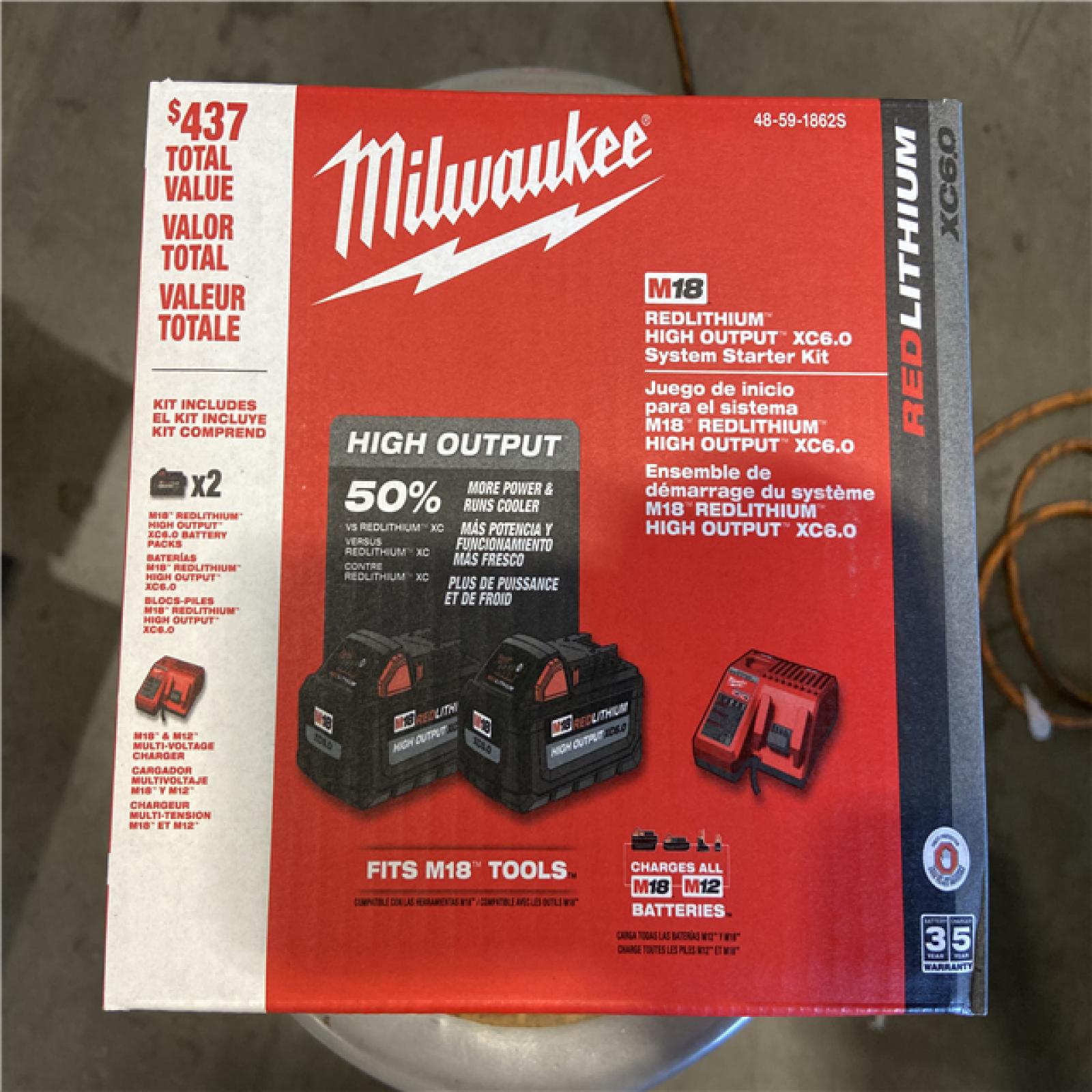 NEW! - Milwaukee M18 18-Volt Lithium-Ion High Output Starter Kit with Two 6.0 Ah Battery and Charger