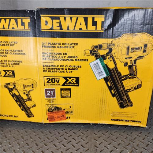 Houston location- AS-IS DeWalt 20V MAX Collated Cordless Framing Nailer Tool Kit with Rafter Hook