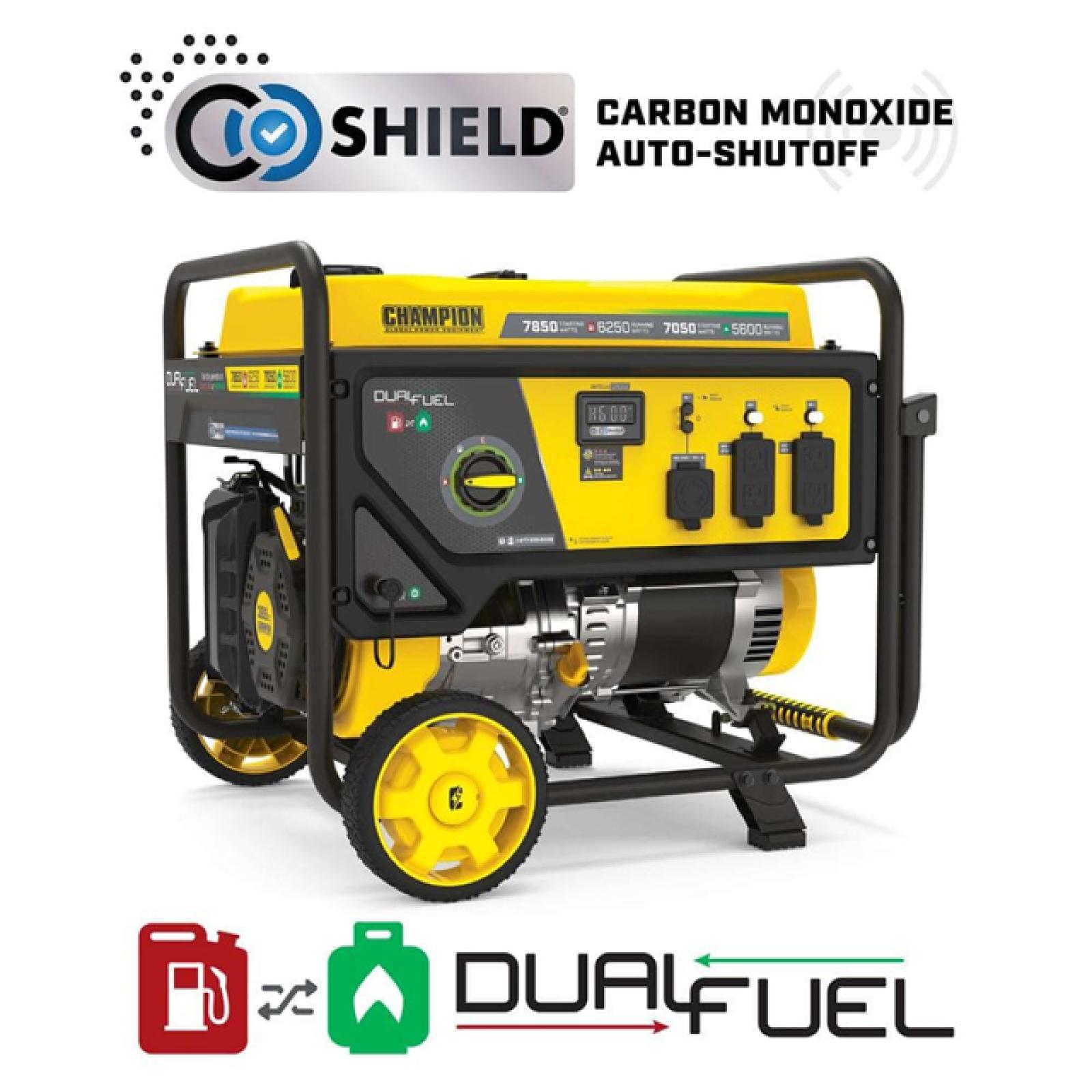 Phoenix LIKE NEW Champion Power Equipment 7850/6250-Watt Recoil Start Dual Fuel Portable Generator w/ Free 3-Year Warranty for Home Backup and Storm Prep