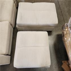 Phoenix AS-IS JEAREY 5-Piece Modern Straight Arm Corduroy Fabric L-Shaped Sectional Sofa with Ottoman in White
