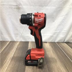 AS-IS Milwaukee M18 18V Lithium-Ion Brushless Cordless 1/2 in. Compact Drill/Driver Kit