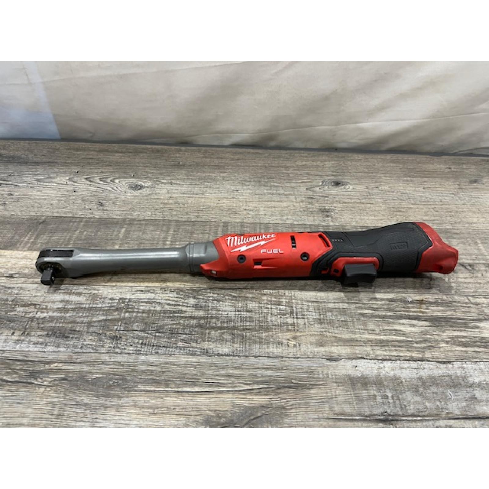 AS-IS Milwaukee FUEL 12V Lithium Ion Brushless 3/8 in. Drive Extended Reach Cordless Ratchet (Tool-Only)