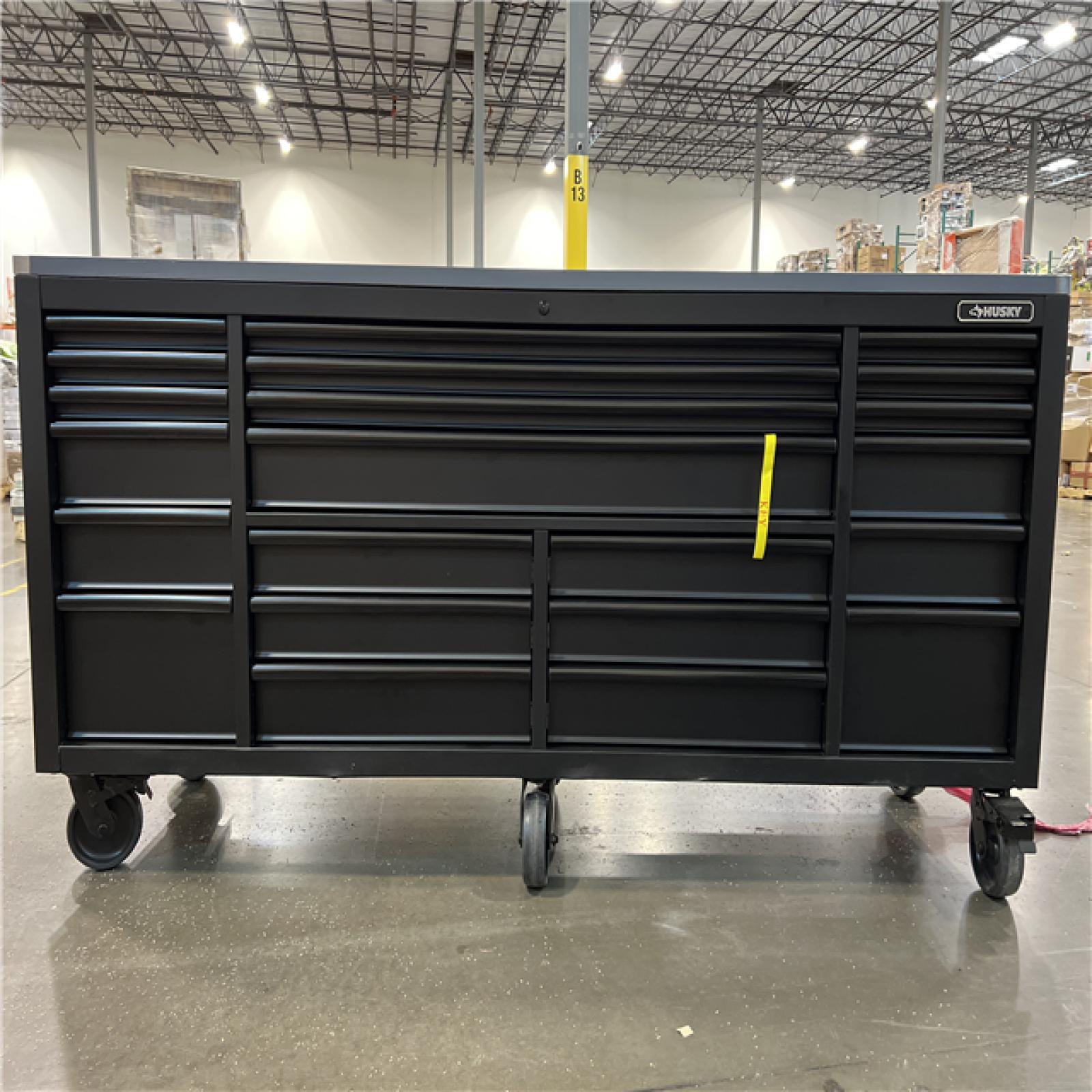 DALLAS LOCATION - HUSKY Tool Storage 84 in. W Heavy Duty Matte Black Mobile Workbench Tool Chest with Stainless Steel Work Top
