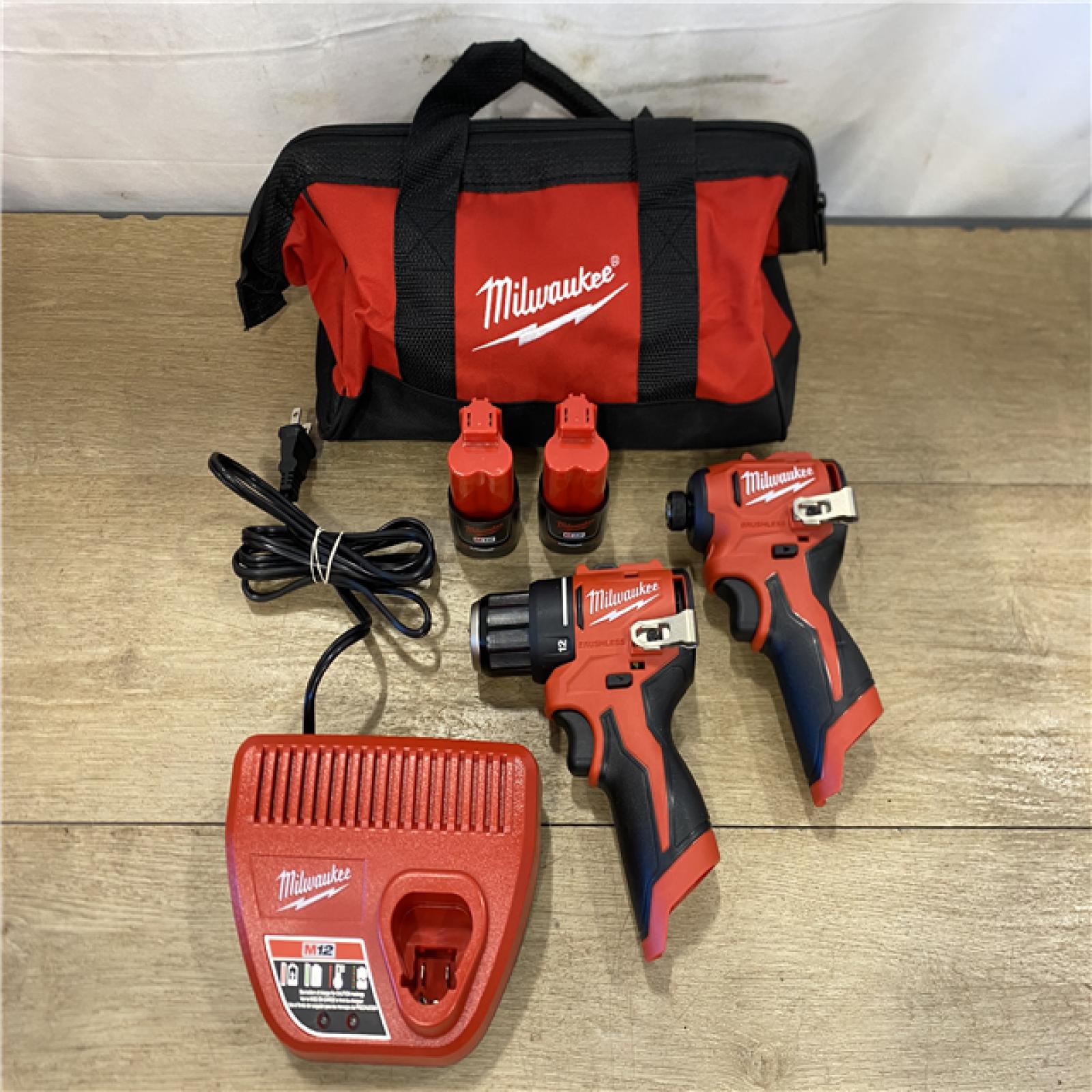 AS-IS Milwaukee 12-Volt Lithium-Ion Brushless Cordless Subcompact Drill and Impact Driver Combo Kit