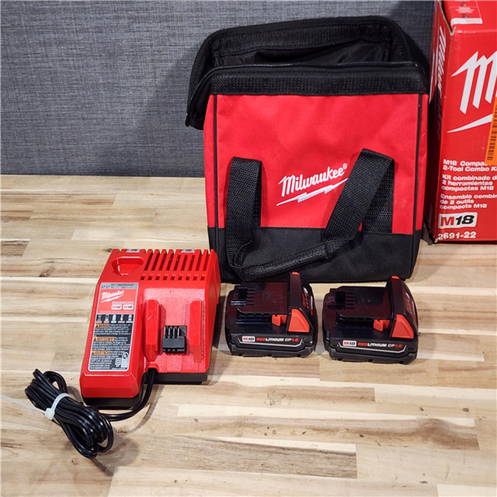 HOUSTON LOCATION - AS-IS Milwaukee M18 18V Lithium-Ion Cordless Drill Driver/Impact Driver Combo Kit