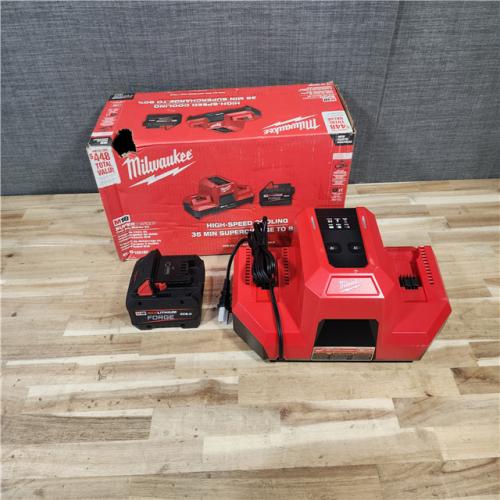 HOUSTON LOCATION - AS-IS Milwaukee 18V Lithium-Ion REDLITHIUM FORGE 8.0 Ah Battery Pack with 18V Dual Bay Simultaneous Super Charger