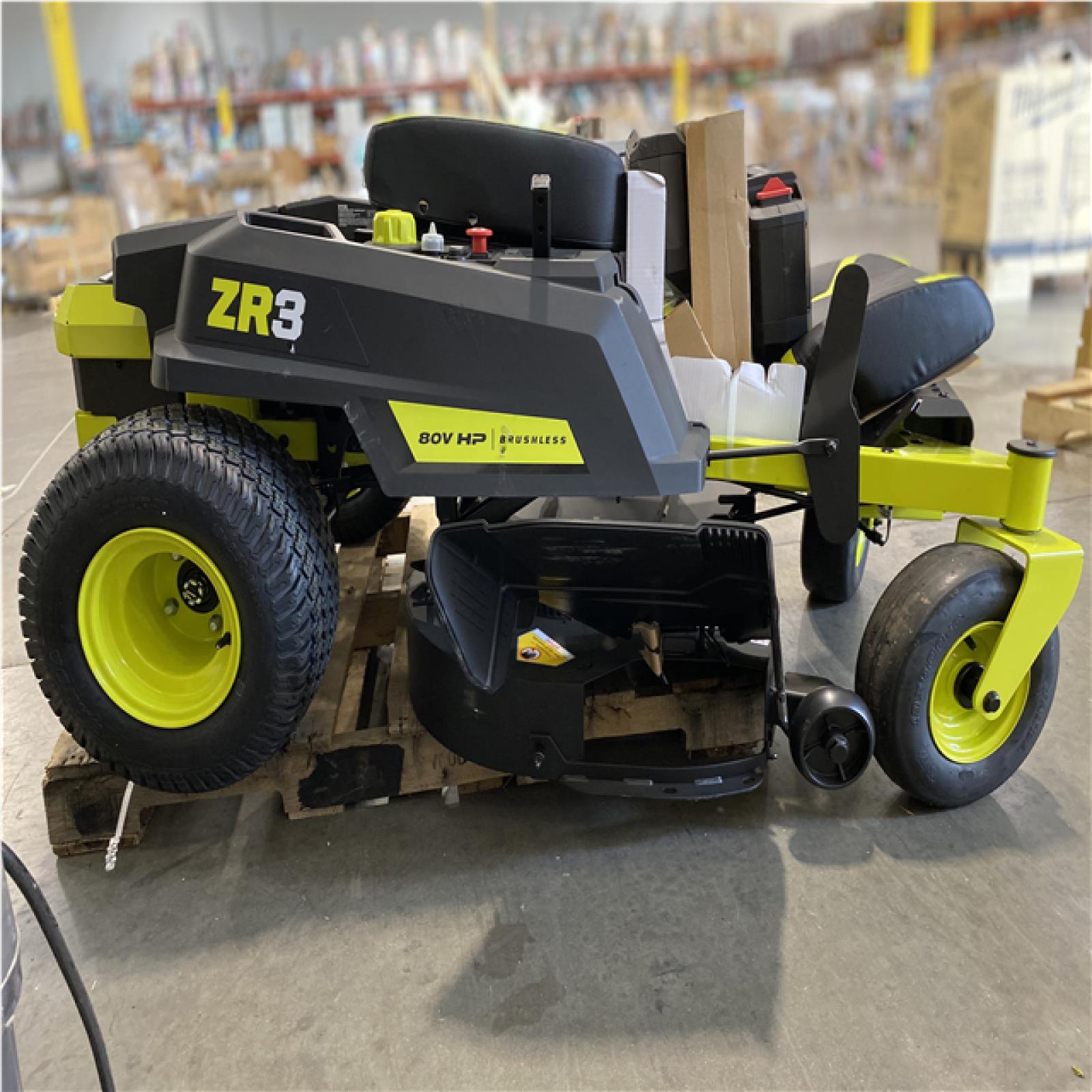 DALLAS LOCATION - AS-IS RYOBI ZR3 80V HP Brushless Electric 42 in. Zero Turn Riding Mower with (2) 14.0 Ah Batteries and Charger