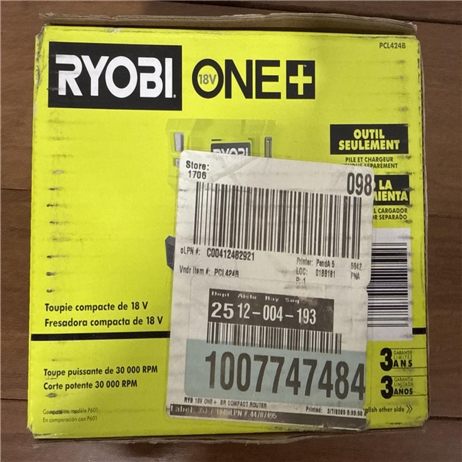 California AS-IS Ryobi One+ 18V Compact Router; Appears in Excellent Condition (Tool Only)