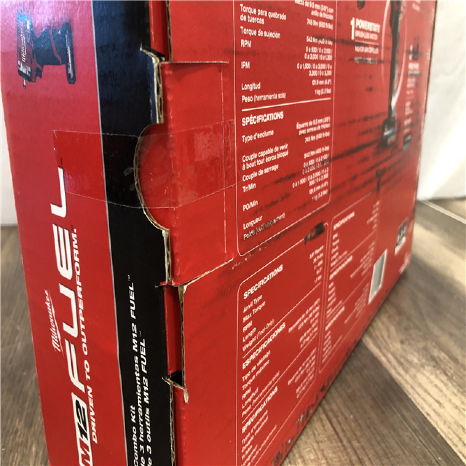 NEW- Milwaukee FUEL 12V Lithium-Ion Cordless Drill Driver  Impact Wrench  and Ratchet Combo Kit