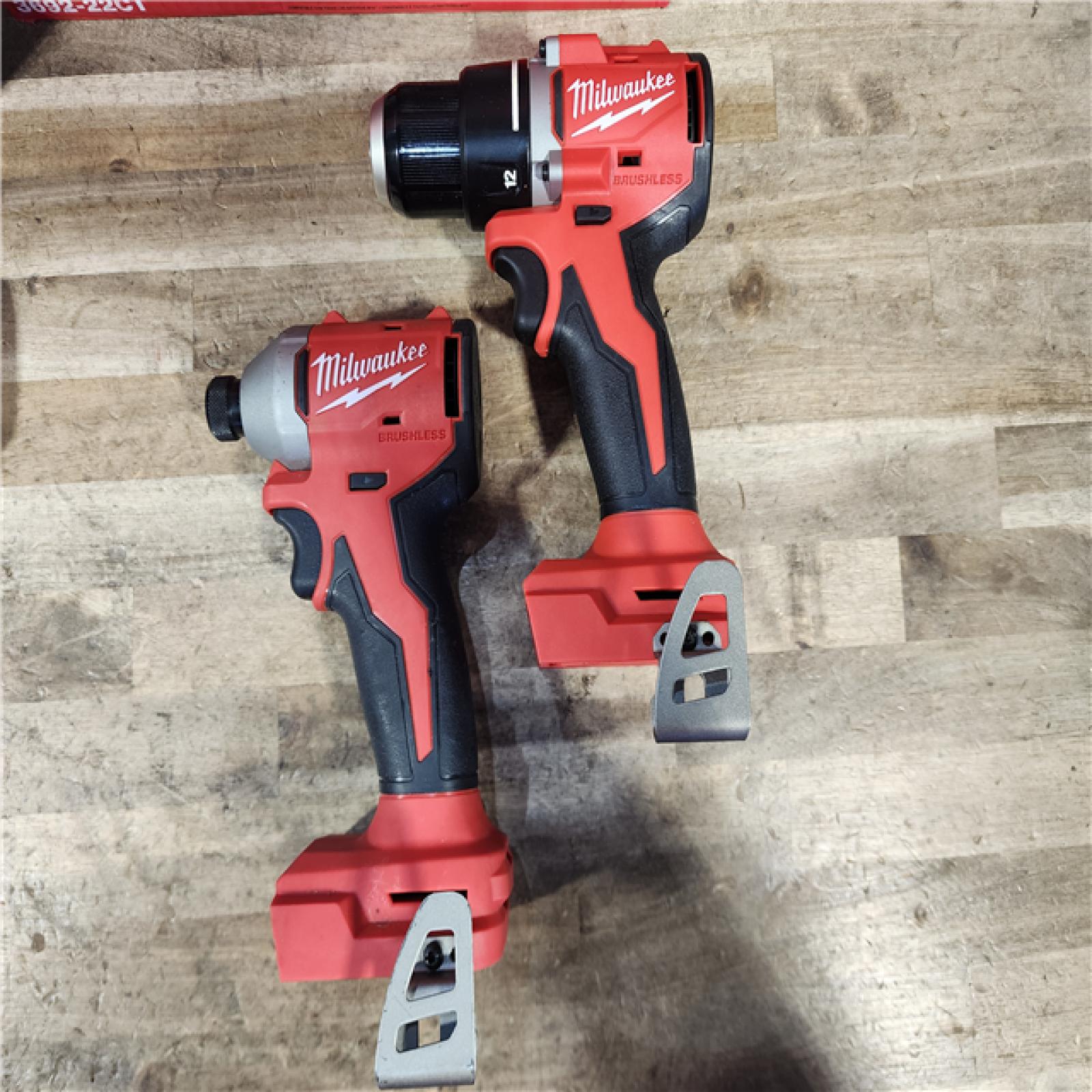 HOUSTON LOCATION - AS-IS Milwaukee M18 18V Lithium-Ion Brushless Cordless Compact Drill/Impact Combo Kit (2-Tool) W/(2) 2.0 Ah Batteries  Charger & Bag