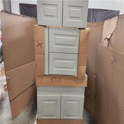 Phoenix AS-IS Hampton Bay Shaker Assembled Cabinet in Dove Gray Pallet (5-Cabinets)