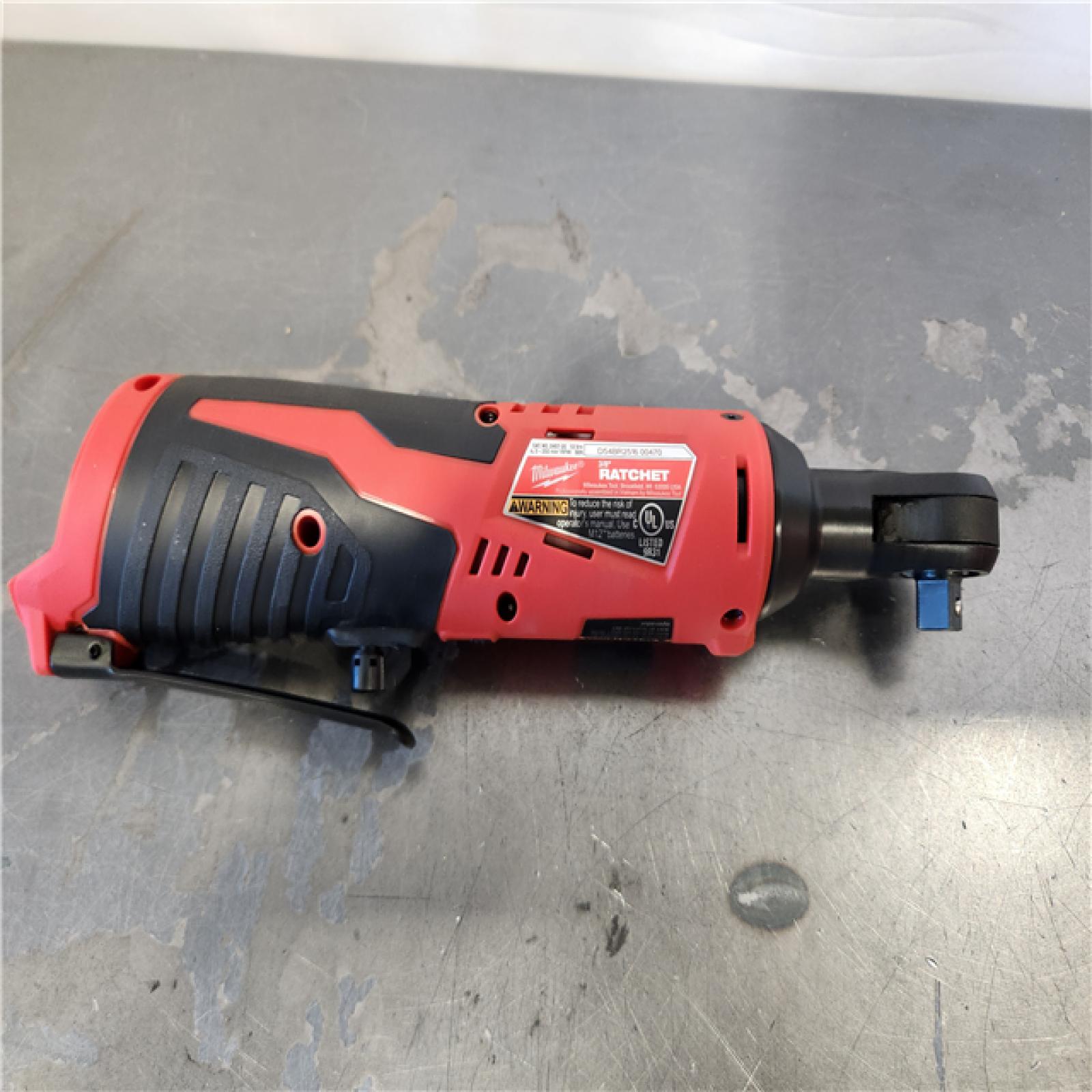 AS-IS- Milwaukee M12 12V Lithium-Ion Cordless 3/8 in. Ratchet (Tool-Only)