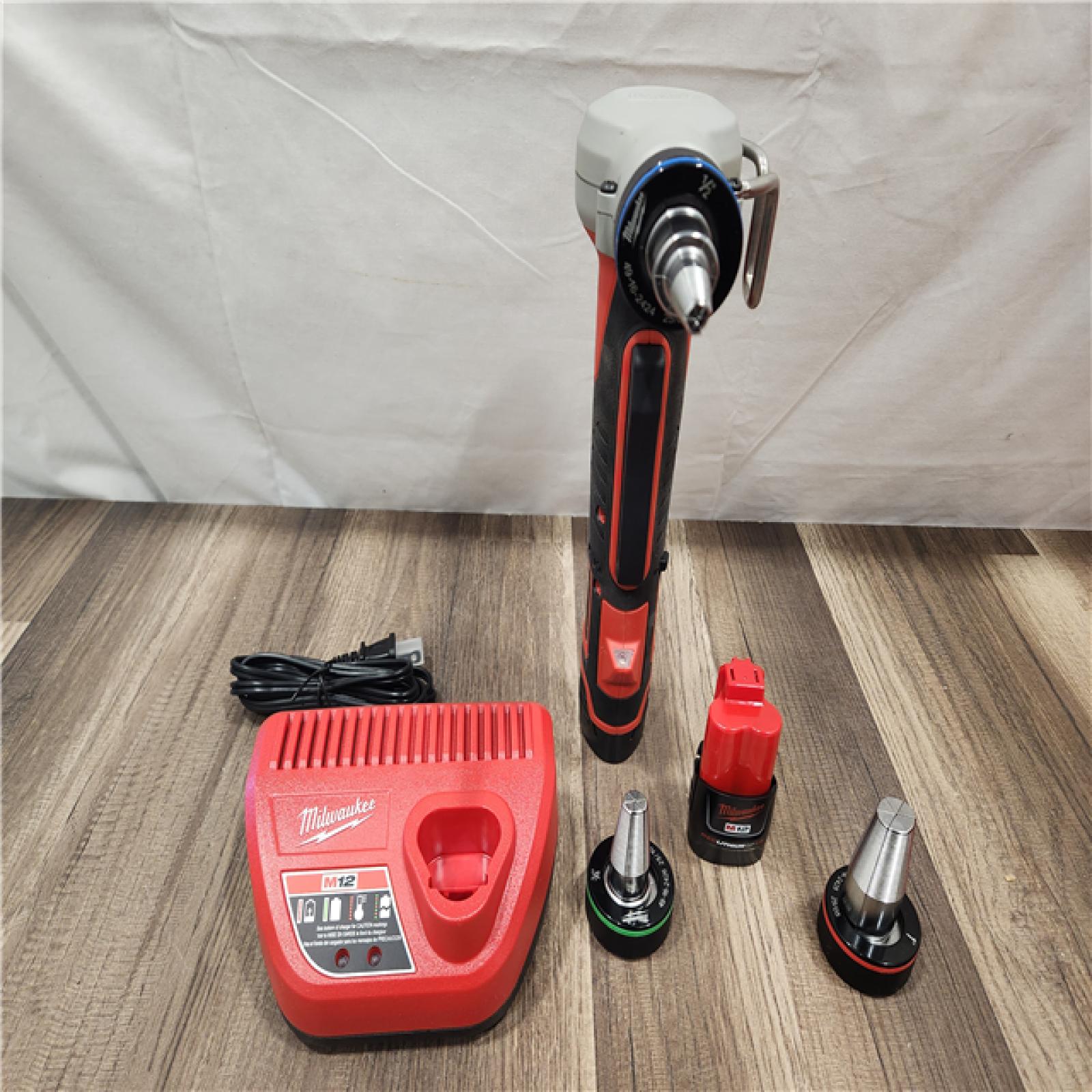 AS-IS- Milwaukee M12 12V Lithium-Ion Cordless PEX Expansion Tool Kit with (2) 1.5 Ah Batteries  (3) Expansion Heads and Hard Case