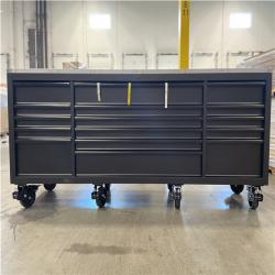 DALLAS LOCATION- AS-IS HUSKY 96 in. W x 24 in. D 16-Drawer Heavy-Duty Mobile Workbench Matte Black/Stainless Steel Top