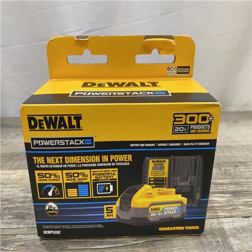 NEW - DEWALT 20V MAX XR POWERSTACK Lithium-Ion Battery Starter Kit with 5.0Ah Battery and Charger
