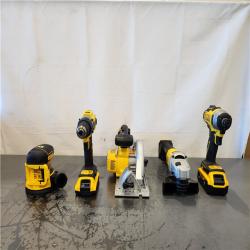 AS-IS- DEWALT 20V Lithium-Ion Cordless 5-Tool Combo Kit with 5.0 Ah and 2.0 Ah Batteries  Charger and Tough System 2.0 Rolling Toolbox