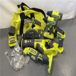 AS-IS - ONE+ 18V Cordless 6-Tool Combo Kit with 1.5 Ah Battery, 4.0 Ah Battery, and Charger