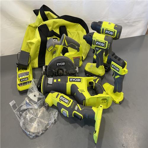 AS-IS - ONE+ 18V Cordless 6-Tool Combo Kit with 1.5 Ah Battery, 4.0 Ah Battery, and Charger
