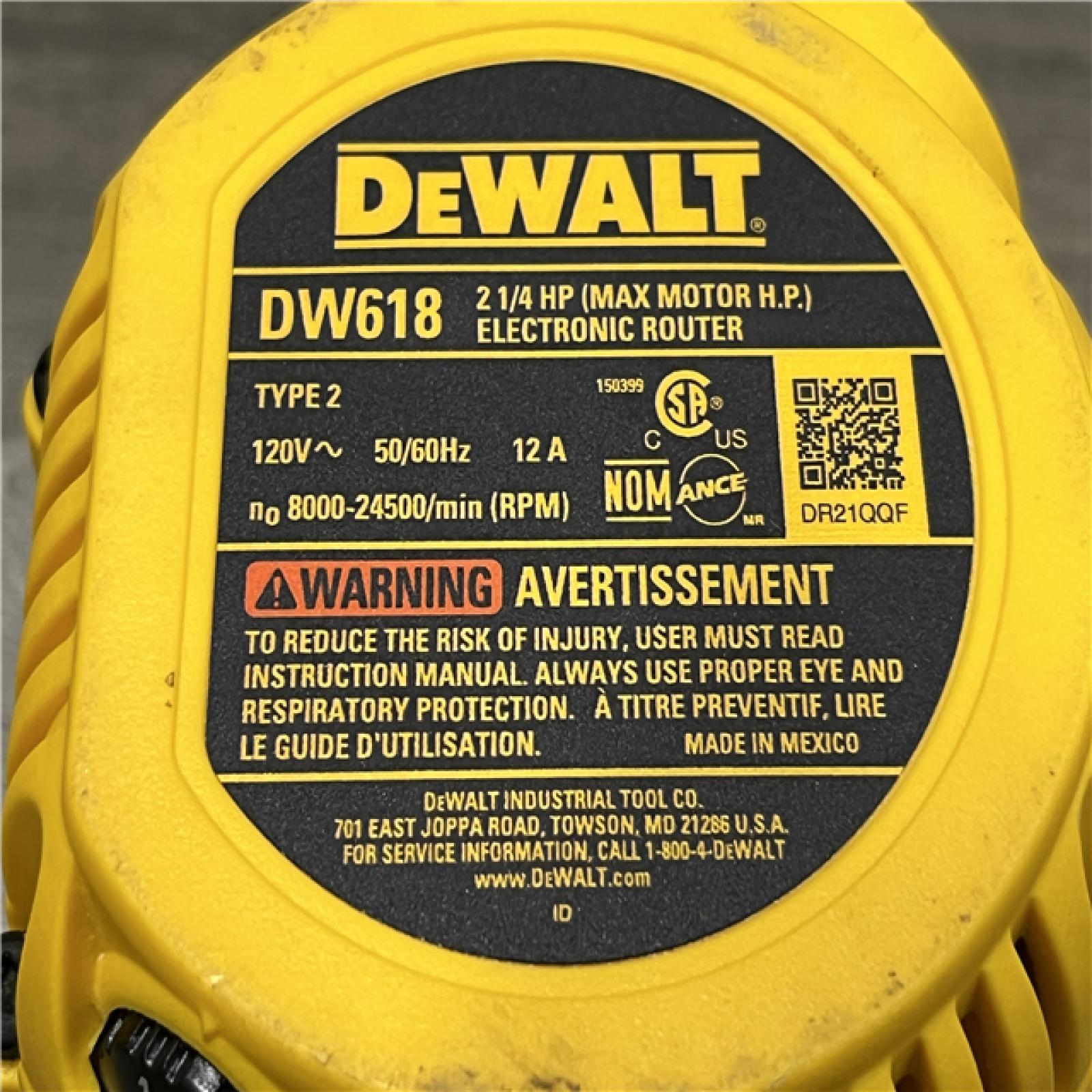 AS-IS DEWALT 2-1/4 HP Electronic Variable Speed Fixed Base and Plunge Router Combo Kit