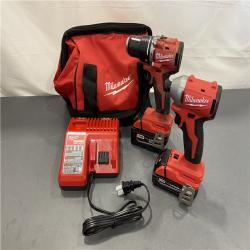 AS-IS - Milwaukee M18 18-Volt Lithium-Ion Brushless Cordless Compact Hammer Drill/Impact Combo Kit
