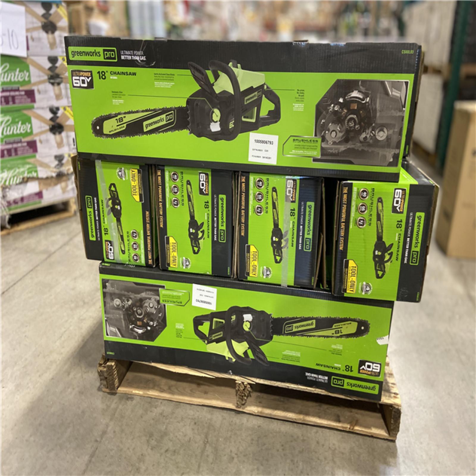 DALLAS LOCATION - Greenworks Pro Bare Tool 60-Volt Max Lithium Ion 18-Inch GEN2 Brushless Cordless Electric Chainsaw; Battery and Charger Not Included 15 (UNITS)