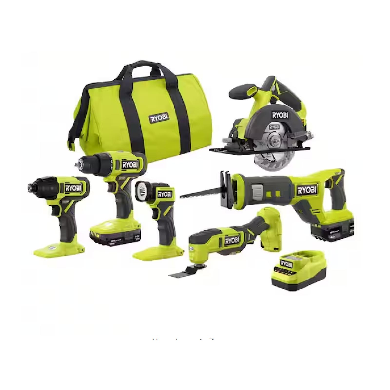 NEW! - RYOBI ONE+ 18V Cordless 6-Tool Combo Kit