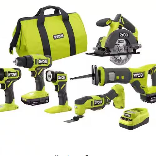 NEW! - RYOBI ONE+ 18V Cordless 6-Tool Combo Kit