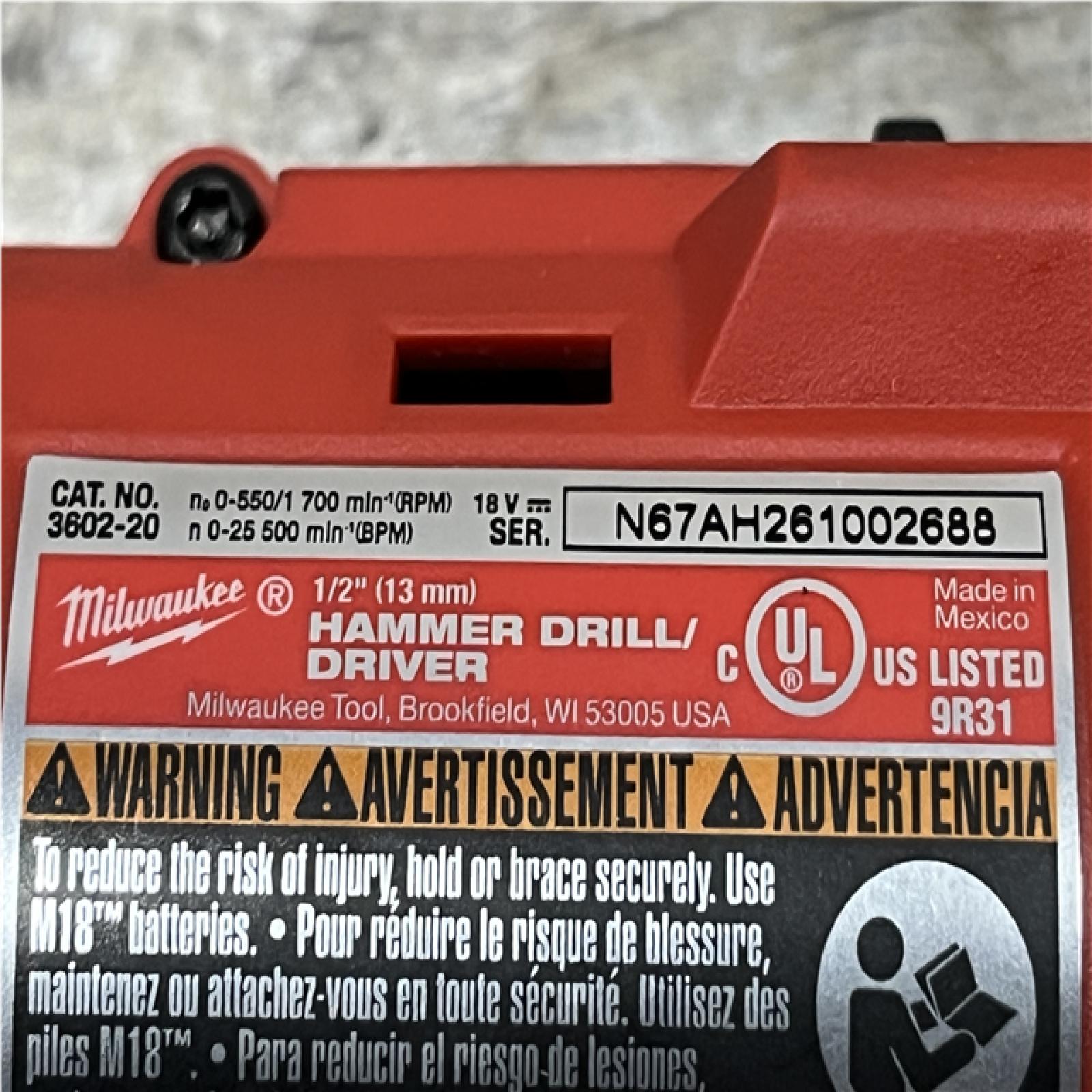 AS-IS Milwaukee 18V Lithium-Ion Brushless Cordless 1/2 in. Compact Hammer Drill/Driver (Tool-Only)