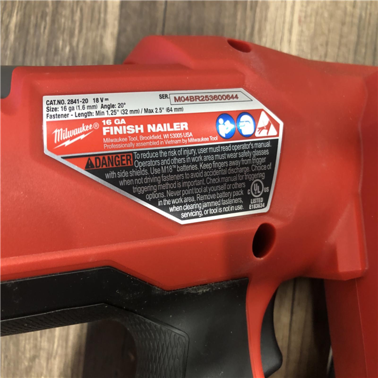 AS-IS Milwaukee FUEL 18-Volt Lithium-Ion Brushless Cordless Gen II 16-Gauge Angled Finish Nailer (Tool-Only)