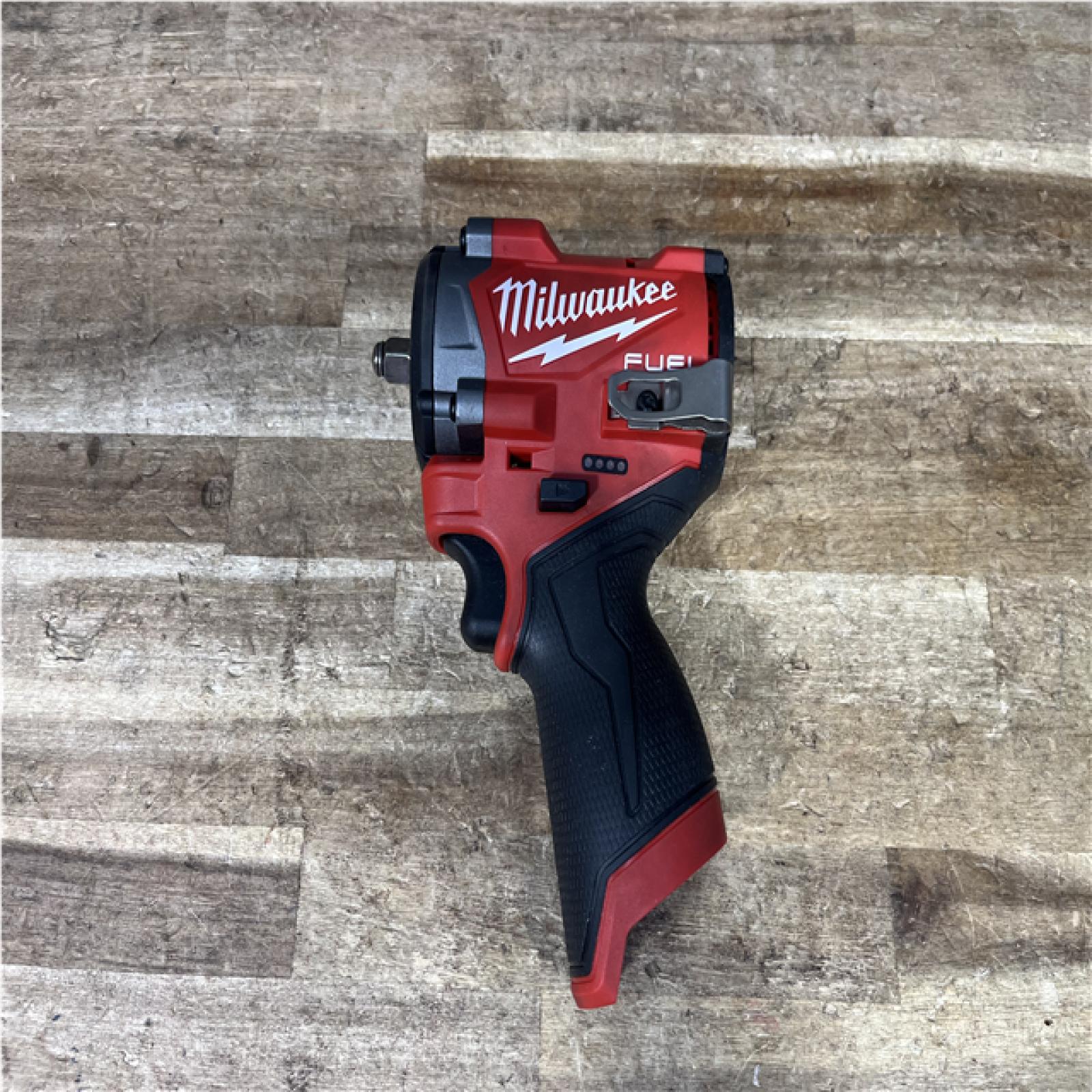 Houston Location AS-IS Milwaukee FUEL 12V Lithium-Ion Brushless Cordless Stubby 3/8 in. Impact Wrench (Tool-Only)