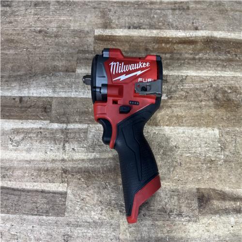 Houston Location AS-IS Milwaukee FUEL 12V Lithium-Ion Brushless Cordless Stubby 3/8 in. Impact Wrench (Tool-Only)