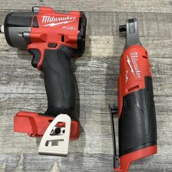 AS-IS Milwaukee FUEL 18V Cordless Mid Torque 1/2 in. Impact Wrench w/ 12 FUEL 3/8 in. Ratchet Combo Kit