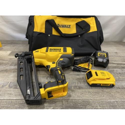 AS-IS DEWALT 20V MAX XR 16-Gauge Electric Cordless Angled Finishing Nailer Kit
