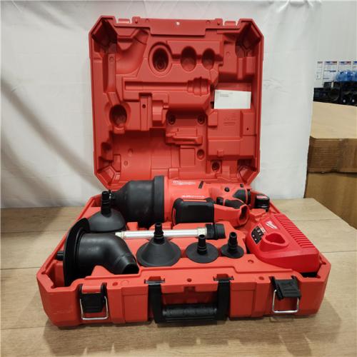 AS-IS- Milwaukee 12-Volt Lithium-Ion Cordless Drain Cleaning Airsnake Air Gun Kit