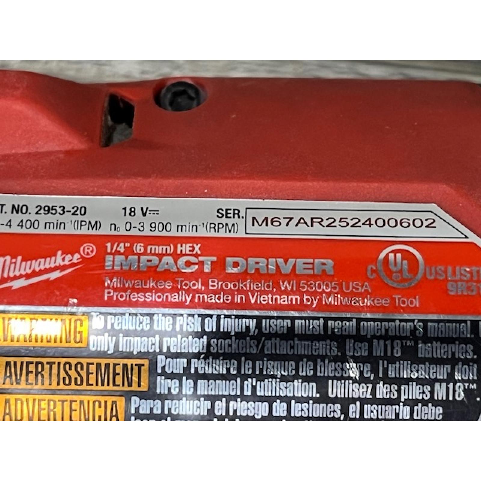 AS-IS Milwaukee FUEL 18V Lithium-Ion Brushless Cordless 1/4 in. Hex Impact Driver Kit