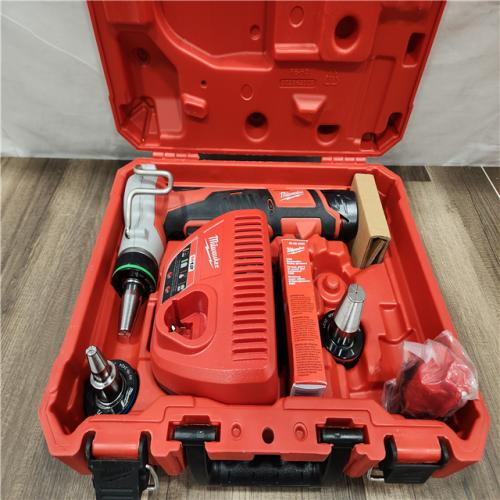 AS-IS- Milwaukee M12 12-Volt Lithium-Ion Cordless PEX Expansion Tool Kit with (2) 1.5 Ah Batteries  (3) Expansion Heads and Hard Case