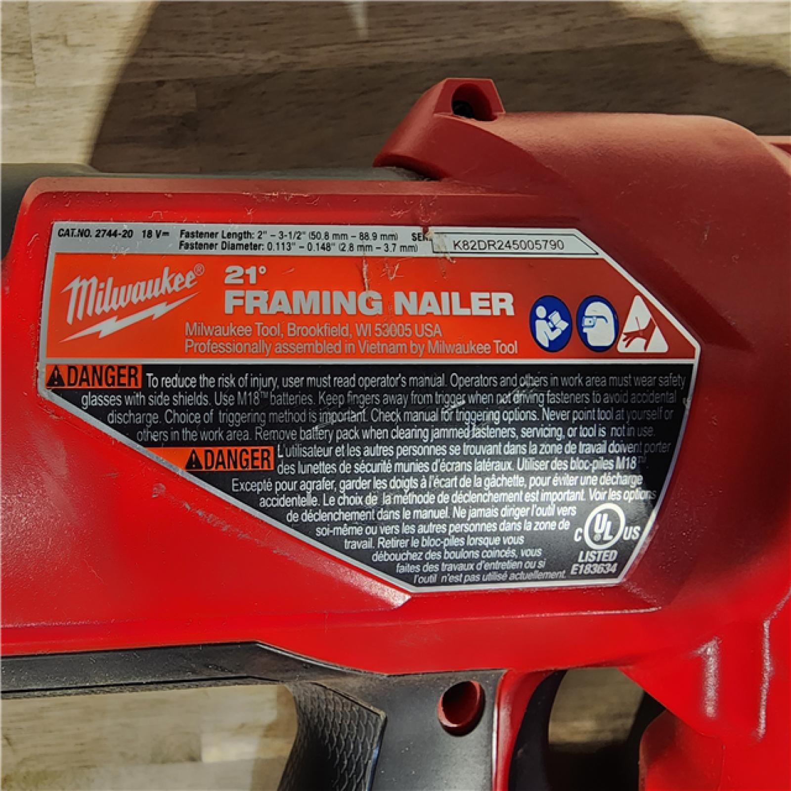 HOUSTON LOCATION - AS-IS Milwaukee 2744-20 M18 FUEL 21-Degree Cordless Framing Nailer (Tool Only)