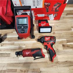 HOUSTON LOCATION - AS-IS Milwaukee M12 12V Lithium-Ion Cordless 4 TOOL Combo Kit